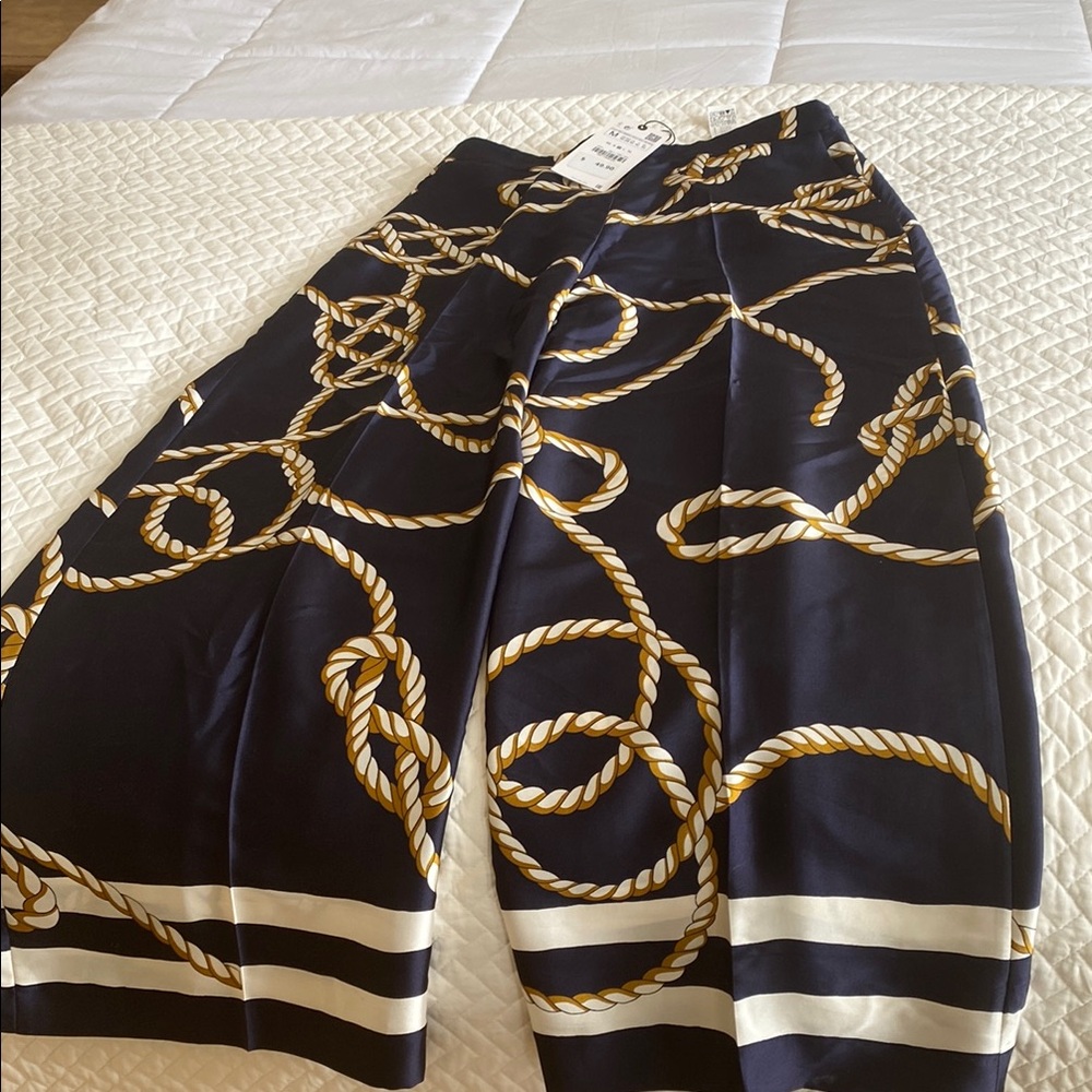 Navy and Gold Rope Print Pants